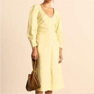 Who What Wear collection] Light Yellow Long Sleeve Button down Shirts Dress.